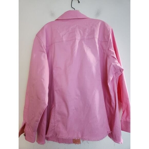 Quacker Factory Pink w/Orange Trim Rhinestone Detail Button Down Jacket size 2X - Picture 2 of 8